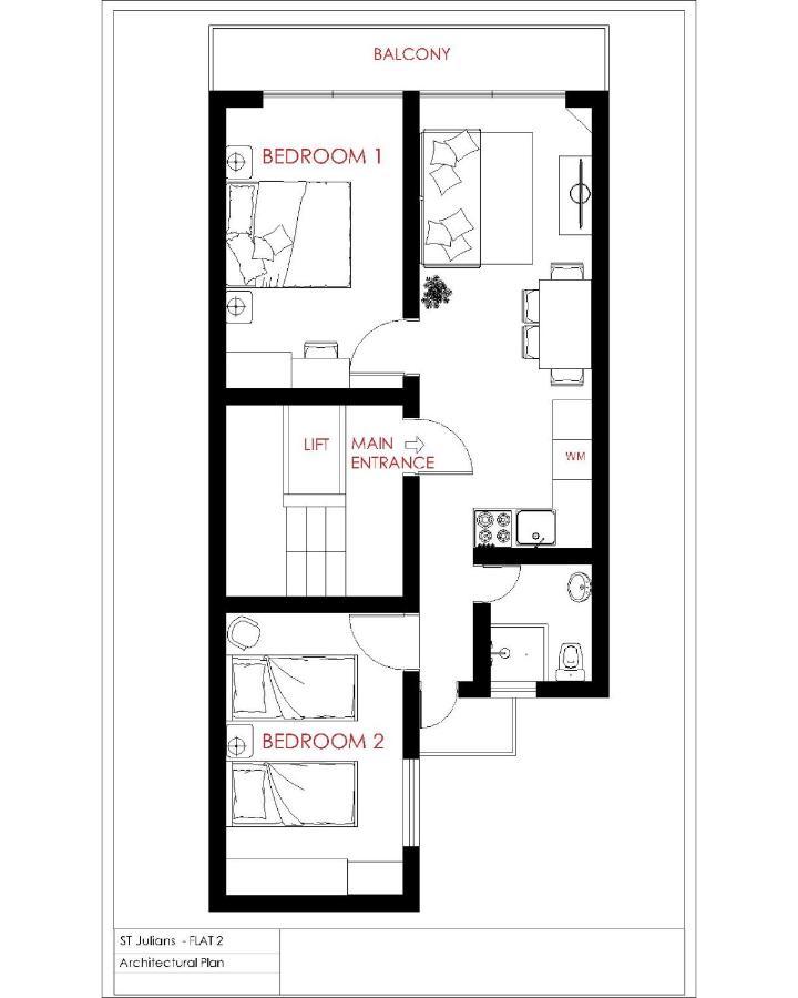 F2 - Lovely Two Bedrooms Flat Sea View, St Julians Saint Julian's Dış mekan fotoğraf
